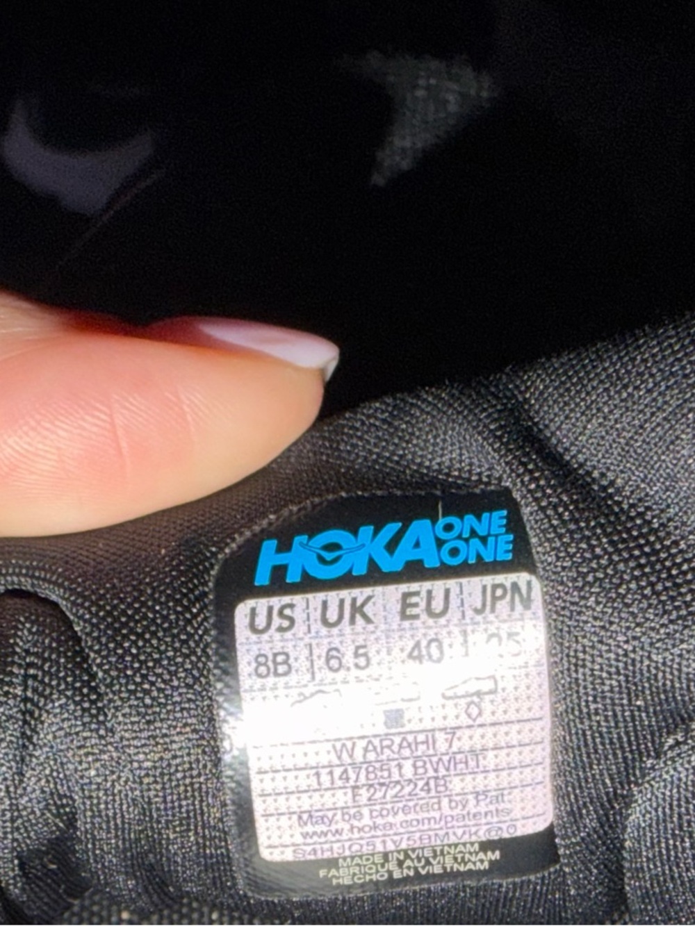 Hoka Black and White Athletic Sneakers - Picture 3 of 3